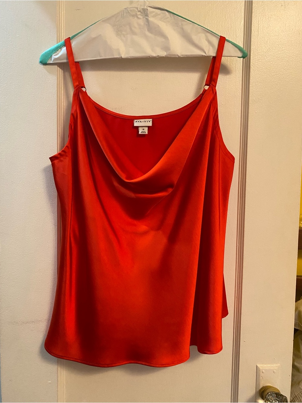 Ava & Viv Orange-Red Satin Cowl Neck Camisole